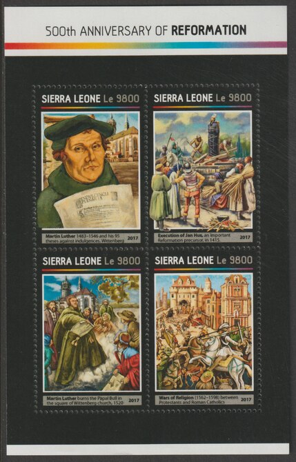 Sierra Leone 2017 Reformation #2 - 500th Anniv perf sheetlet containing 4 values unmounted mint, stamps on , stamps on  stamps on religion, stamps on  stamps on reformation