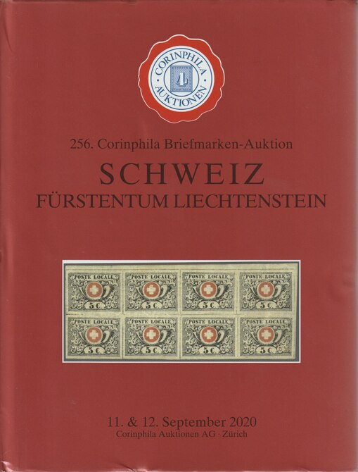 Auction Catalogue - Switzerland & Liechtenstein - Corinphila 11-12 Sept 2020 - Hard back complete with prices realised - UK buyers only please., stamps on switzerland, stamps on liechtenstein