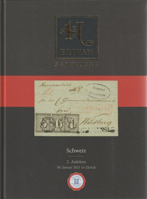 Auction Catalogue - Switzerland part 2 - The Erivan collection - Corinphila 30 Jan 2021 - Hard back complete with prices realised - UK buyers only please., stamps on switzerland