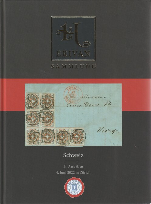 Auction Catalogue - Switzerland part 4 - The Erivan collection - Corinphila 4 Jun 2022 - Hard back complete with prices realised - UK buyers only please., stamps on switzerland