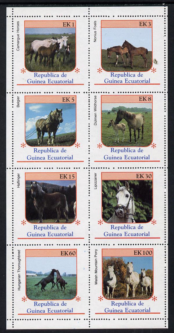 Equatorial Guinea 1976 Horses perf set of 8 unmounted mint, Mi 805-12A, stamps on animals  horse