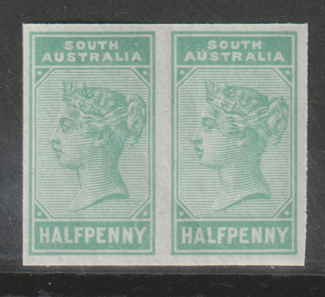 South Australia 1894 1/2d green imperf colour proof imperf pair unmounted mint. Blocks available price pro rata, stamps on , stamps on  stamps on xxx
