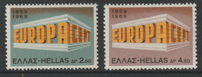 Greece 1969 Europa perf set of 2 unmounted mint SG 11106-07, stamps on europa