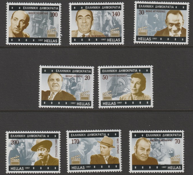Greece 1997 Greek Actors perf set of 8 unmounted mint SG 2048-55, stamps on movies, stamps on films, stamps on cinema