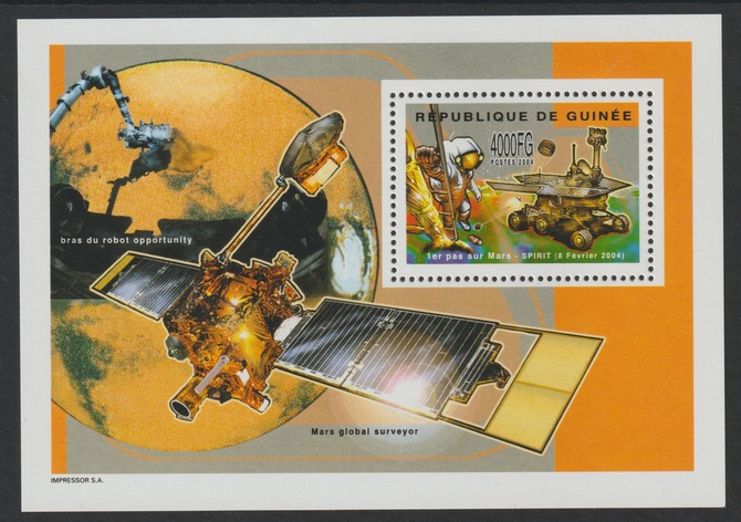 Guinea - Conakry 2004 Conquest of Mars #1 perf m/sheet containing one value unmounted mint , stamps on space, stamps on mars