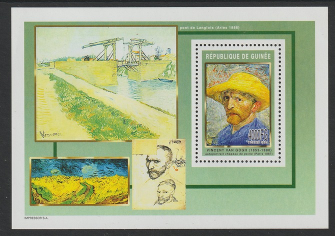 Guinea - Conakry 2004 Vincent Van Gogh perf m/sheet containing one value unmounted mint , stamps on arts, stamps on van gogh, stamps on 