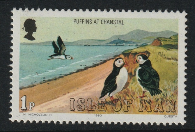 Isle of Man 1983 Sea Birds 1p Atlantic Puffins, unmounted mint, stamps on , stamps on  stamps on birds, stamps on  stamps on puffins