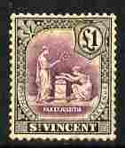 St Vincent 1913 Peace & Justice £1 mounted mint SG 120, stamps on , stamps on  stamps on peace, stamps on  stamps on 