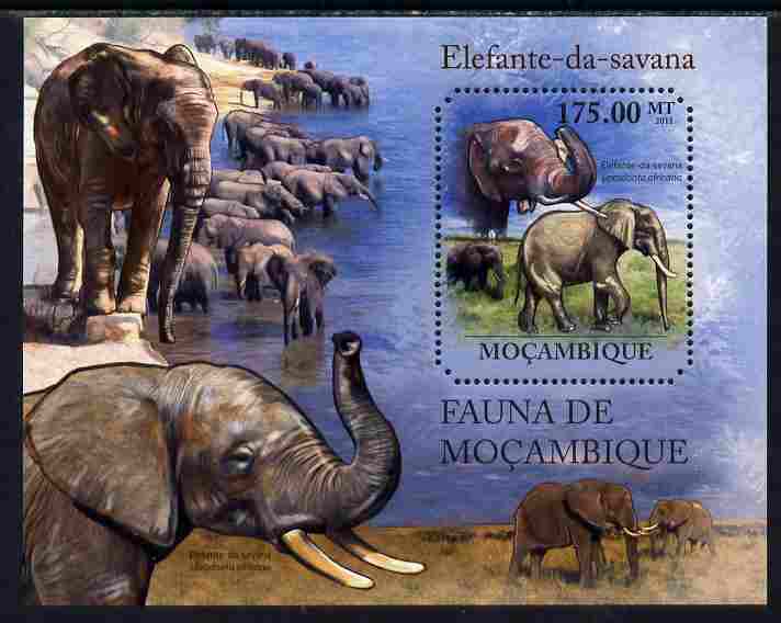 Mozambique 2011 Elephants perf m/sheet containing octagonal shaped value unmounted mint, stamps on shaped, stamps on animals, stamps on elephants